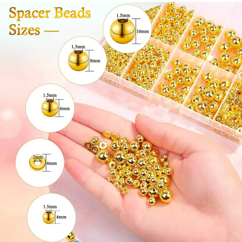 Jewelry Making Course - 1000pcs Golden Spacer Beads Kit CCB