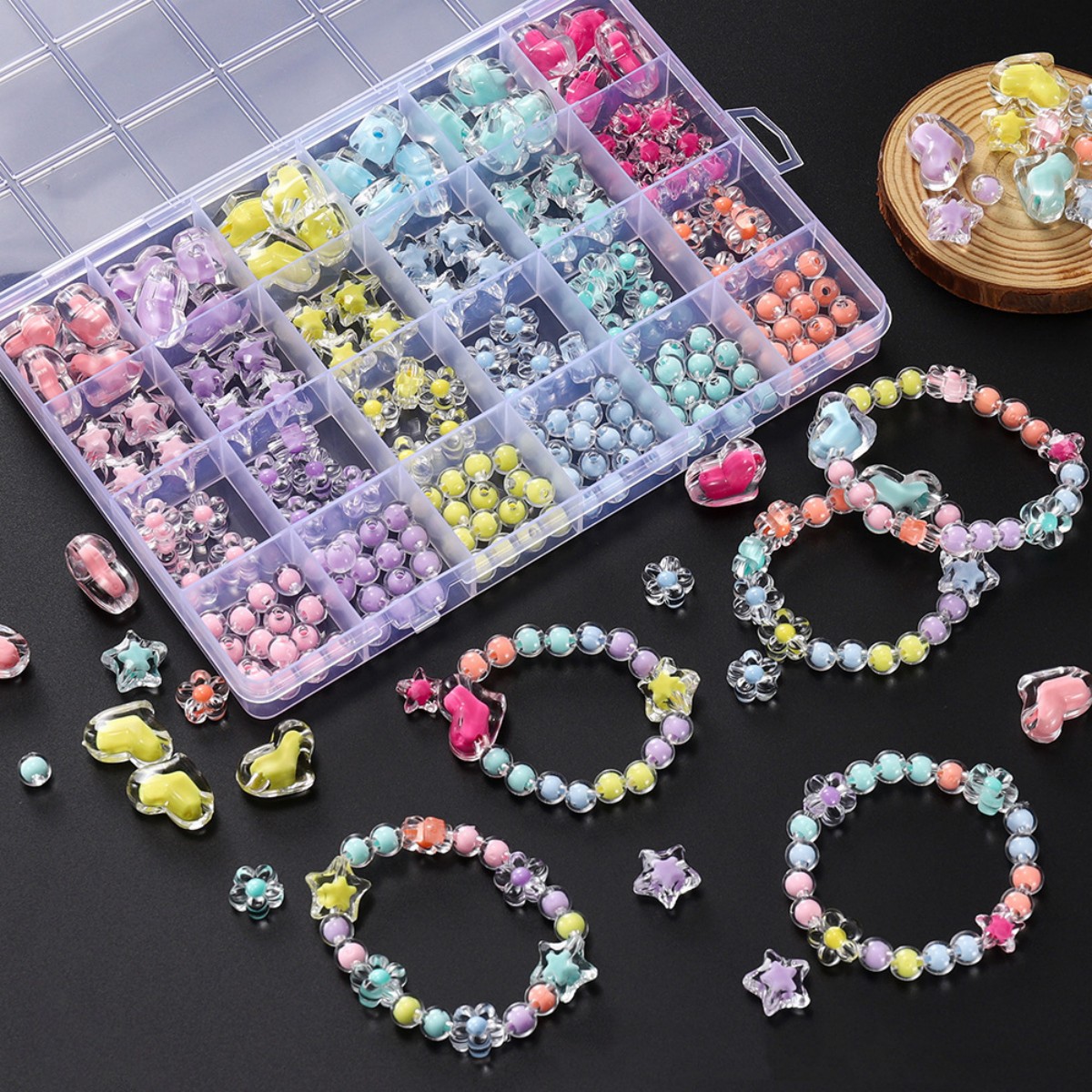 174pcs/Box Heart Acrylic Beads - Jewelry Making For Birthday Party review and price