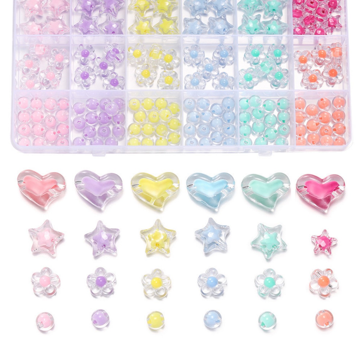 174pcs/Box Heart Acrylic Beads - Jewelry Making For Birthday Party review and price